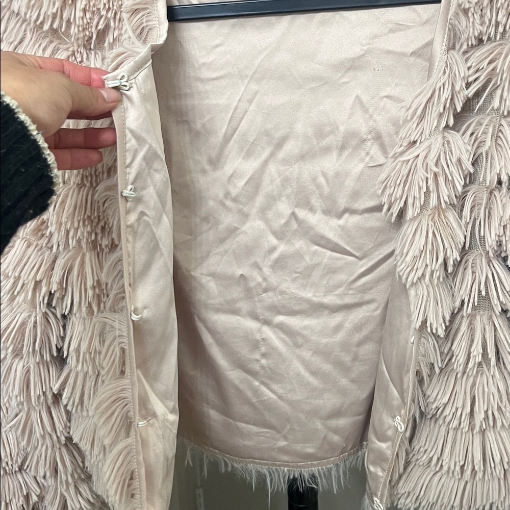 Nordstrom Lark Women's Tan Teddy Fringe Jacket - Picture 3 of 6